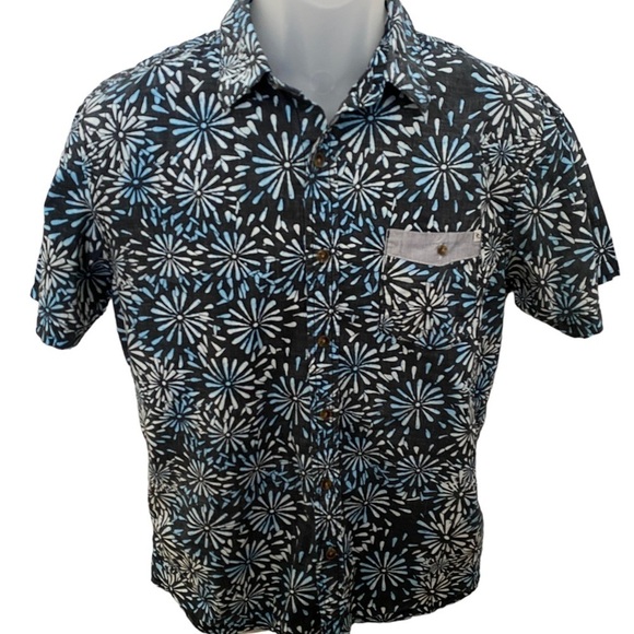 RIP CURL Blue Burst Surf Short Sleeve Shirt Standard Fit Men S Small - Picture 1 of 6